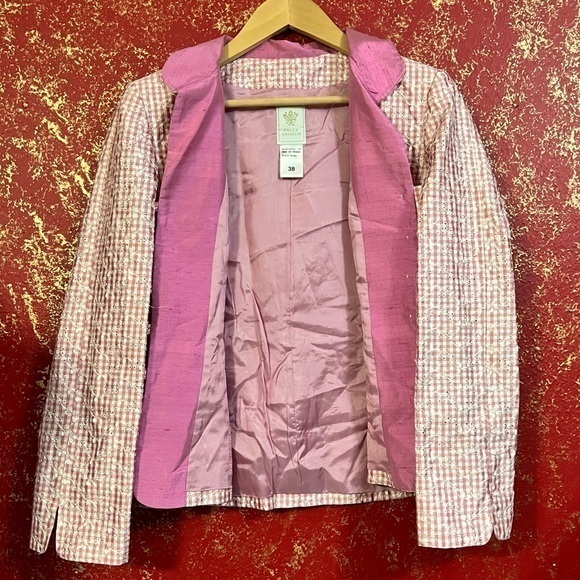 PAULE VASSEUR Silk Pink Eyelet Fabric Barbiecore Barbie core Jacket Blazer 6 38 - Picture 5 of 15